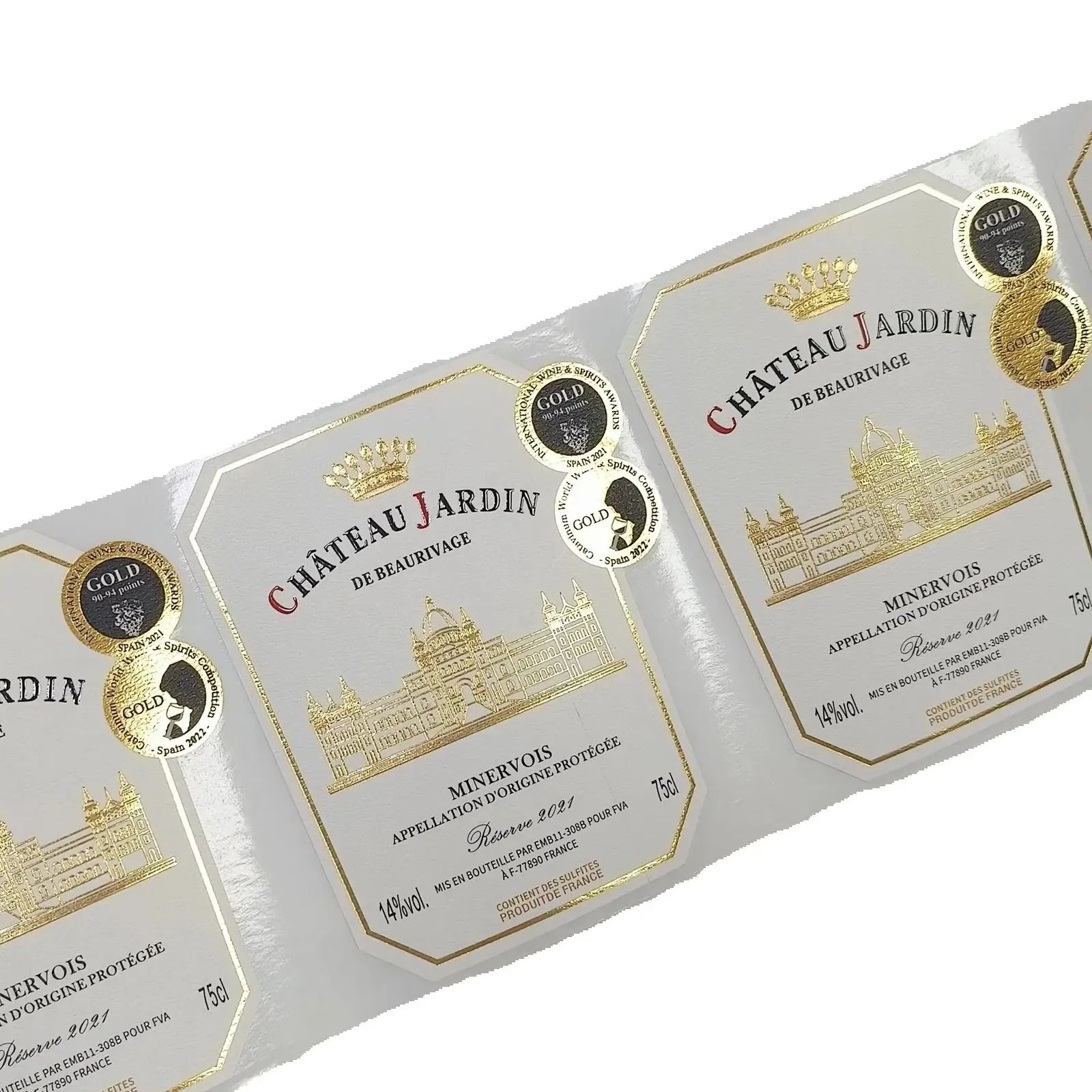 Custom Logo Sticker Gold Foil  - Wine Beer Logo ulasan dan harga